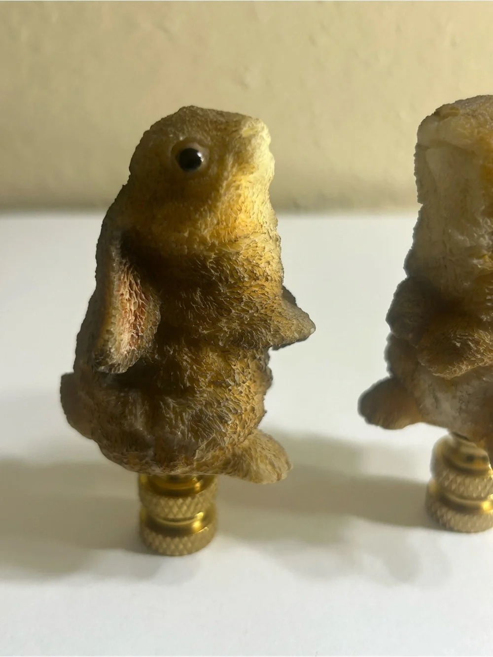 Brown Rabbit Lamp Finials Set of 2 - Decorative Small For secure lampshade
